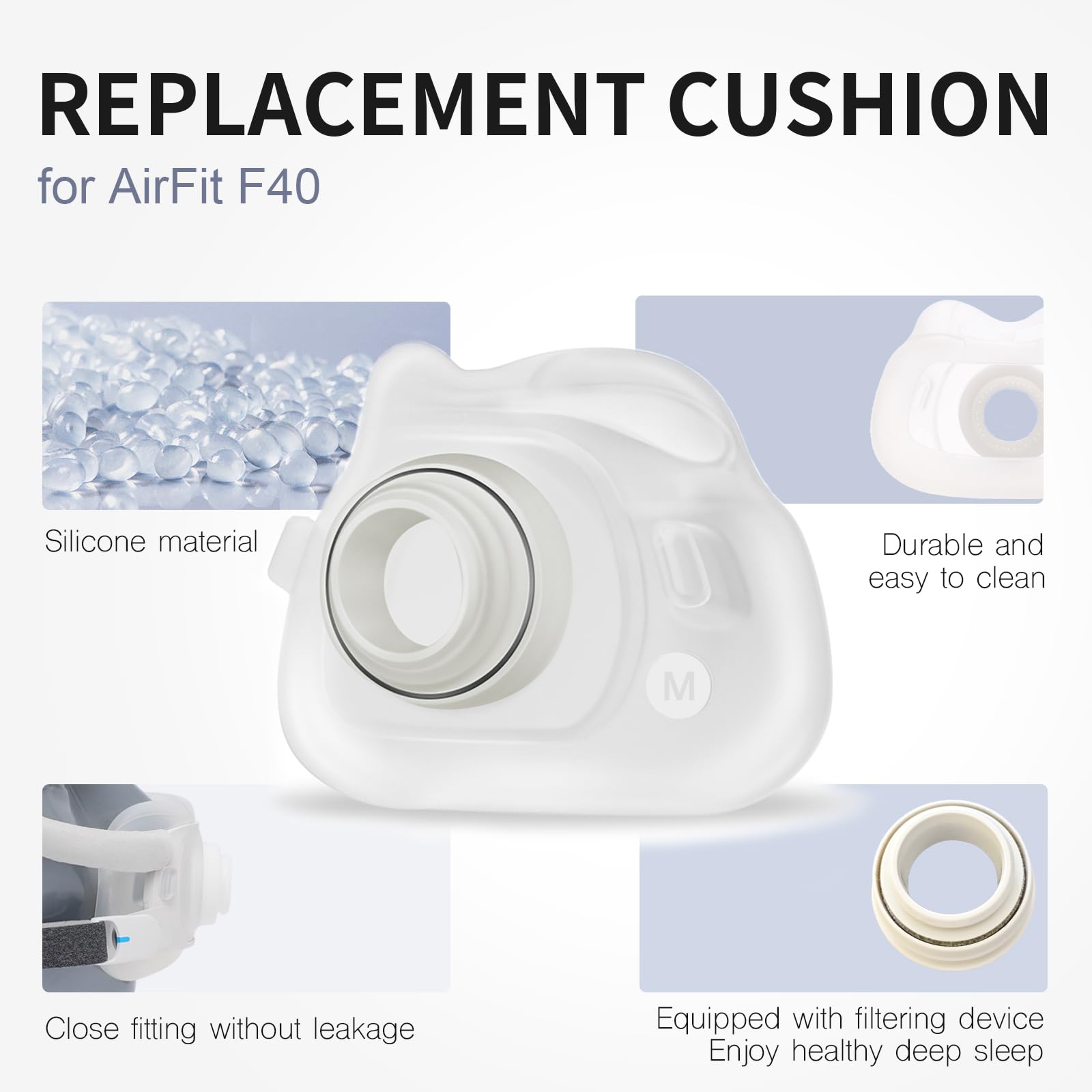 Cpap Full Face Mask Silicone Cushion - แผ่นรองหน้ากาก CPAP แบบเต็มหน้า สำหรับรุ่น F40 ทำจากซิลิโคน
