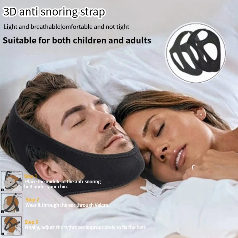 Anti Snore Chin Strap Adjustable - ที่ครอบปากป้องกันการนอนกรนแบบปรับได้เพื่อสุขภาพ ช่วยให้นอนหลับได้ดีขึ้น สายรัดคางรูปตัววี จำเป็นสำหรับการนอนหลับ