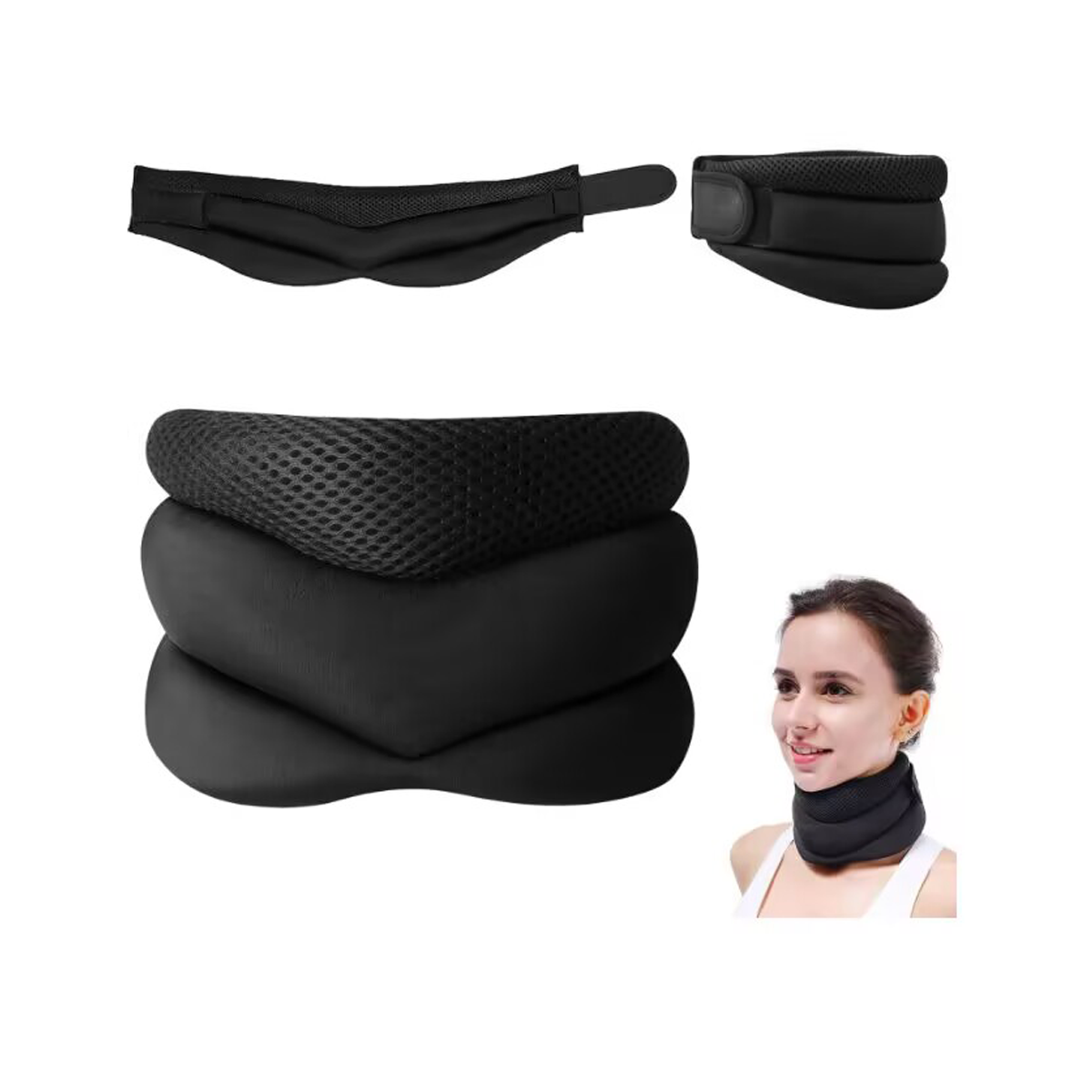 Anti Snore Chin Strap Adjustable - ที่รัดคอป้องกันการนอนกรน, ที่รัดคอป้องกันการนอนกรนแบบปรับได้ - ที่รัดคอโฟมนุ่มปรับได้, ออกแบบตามหลักสรีรศาสตร์, ระบายอากาศได้ดี
