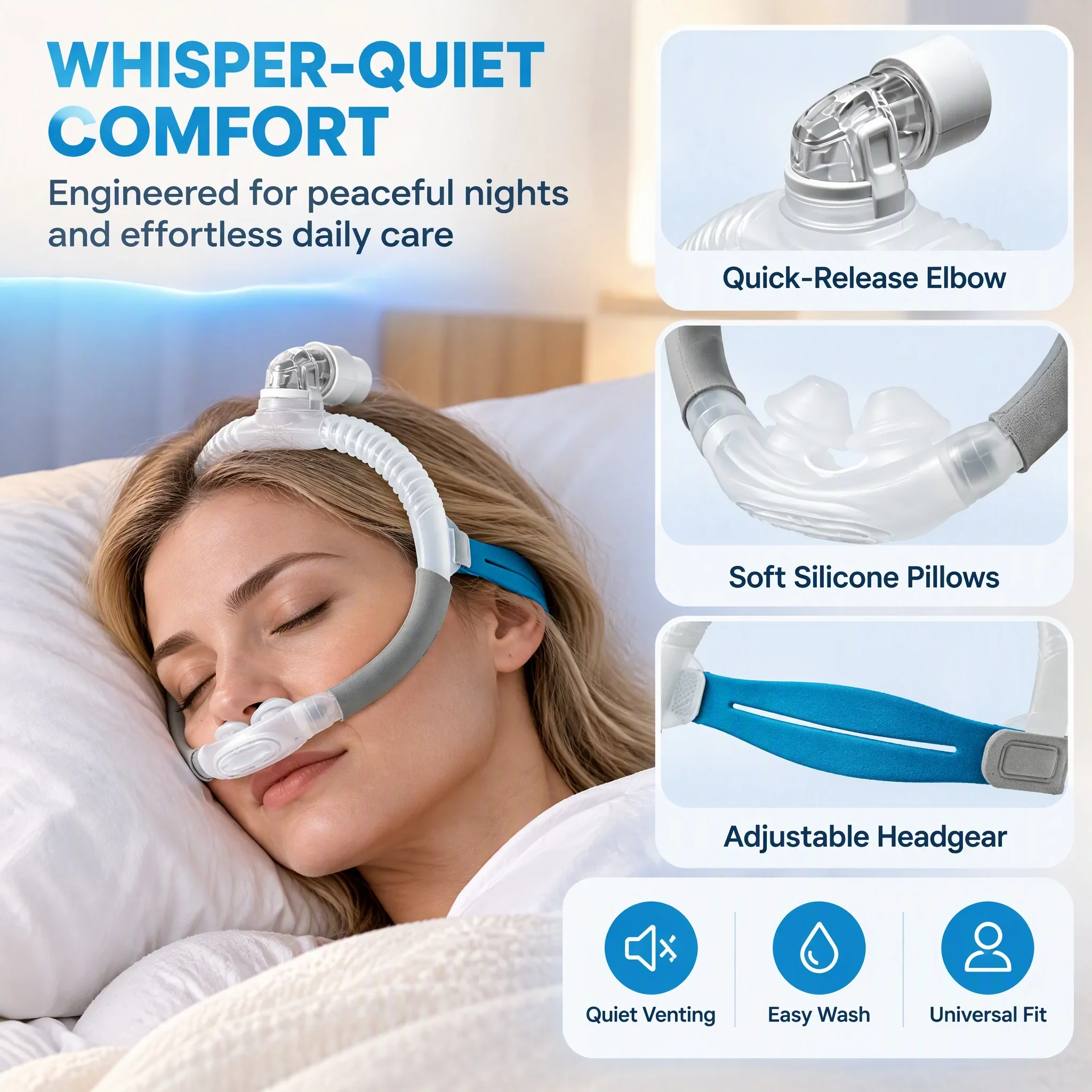 ชุดเปลี่ยนหมอนรองจมูกและโครงสา - Cpap Nasal Pillow Mask Headgear บทวิจารณ์และราคา
