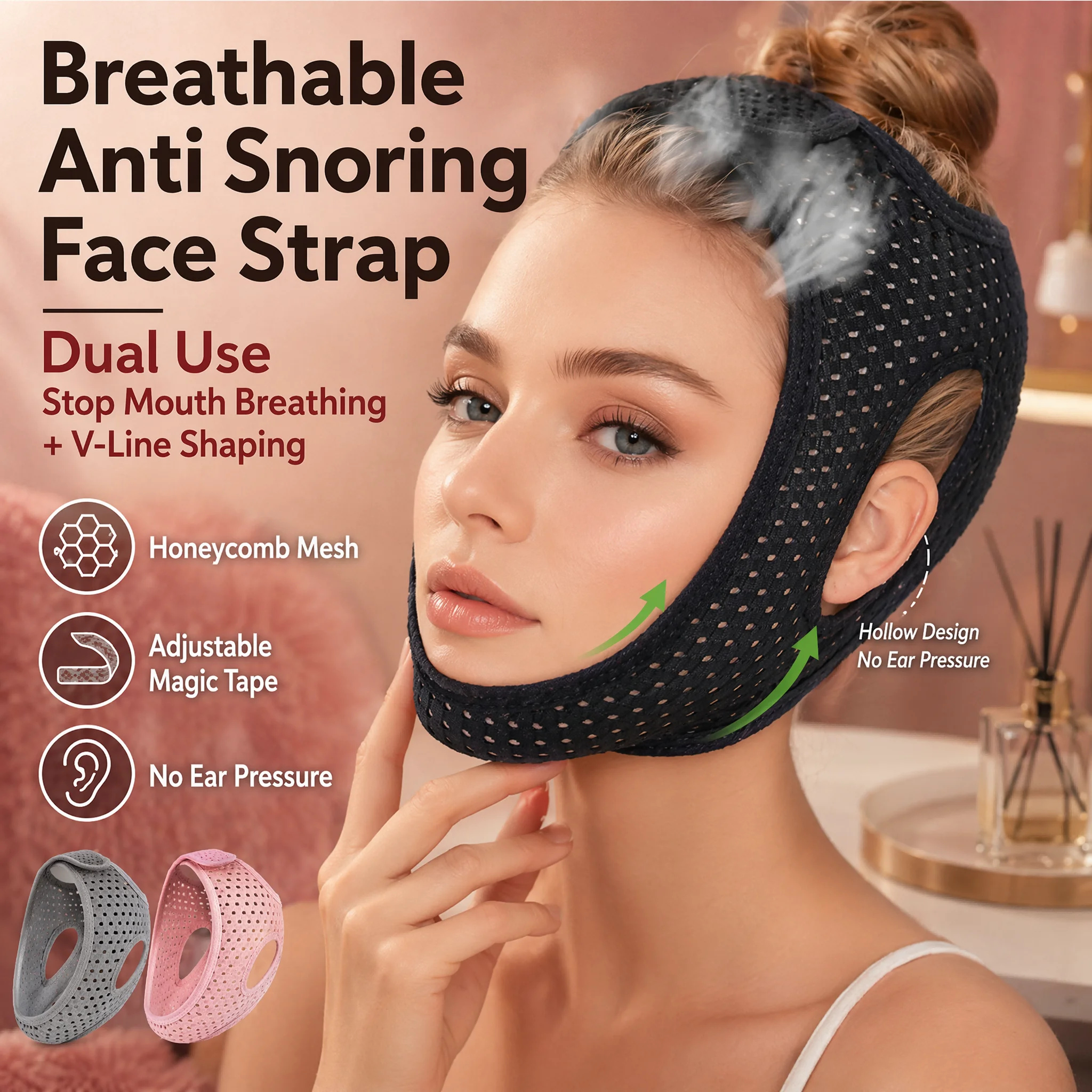 สายรัดป้องกันการนอนกรนแบบตาข่า - Anti Snore Chin Strap Adjustable บทวิจารณ์และราคา
