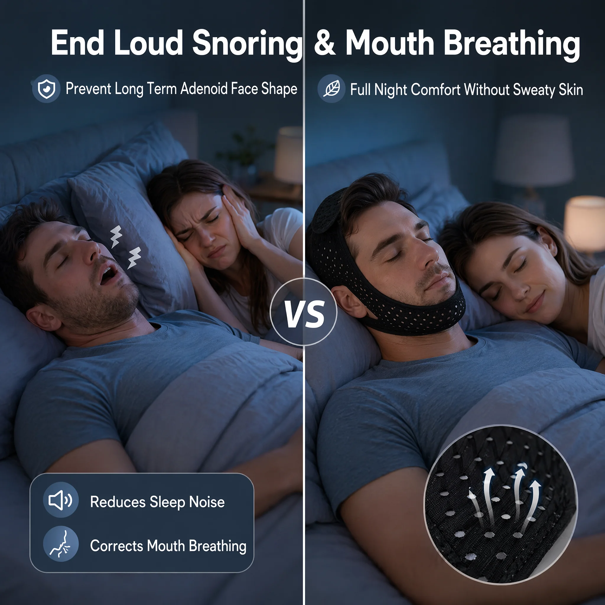 สายรัดป้องกันการนอนกรนแบบตาข่า - Anti Snore Chin Strap Adjustable บทวิจารณ์และราคา