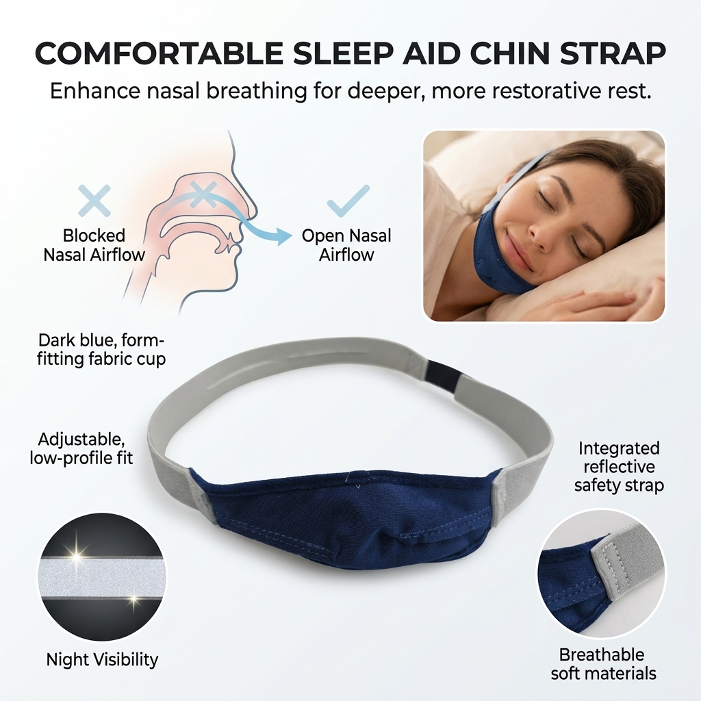 สายรัดคางกันกรน ไนลอน ยืดหยุ่น - Anti Snore Chin Strap Adjustable บทวิจารณ์และราคา